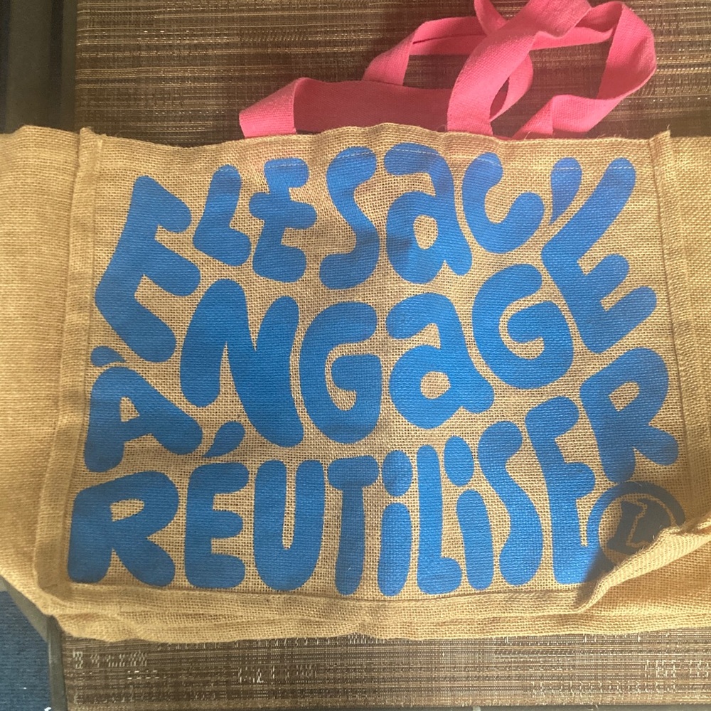 French Eco-Friendly Tote Bag with Blue Print